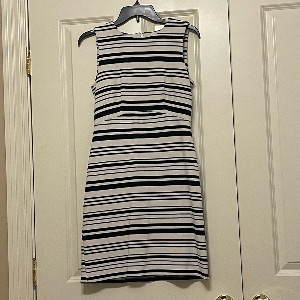 Black and White Striped Sleeveless Dress